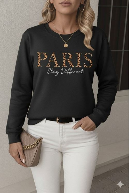 Kadın Uzun Kollu Bisiklet Yaka Desenli Viskon Iki Iplik Bluz