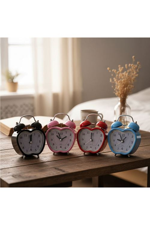 Renkli Kalp Masa Çalar Saati