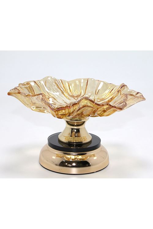 Gold Detaylı Ayaklı Dekoratif Cam Sunumluk