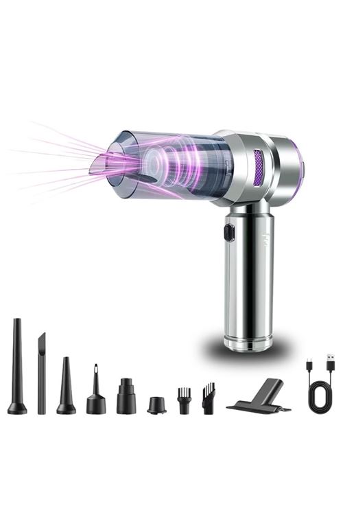 TBL Dekor® 9 Farklı Uçlu Kablosuz Şarjlı Araç İçi Süpürge – Wireless Destekli, Güçlü Emiş, Taşınabilir Pratik Araç Temizleyici