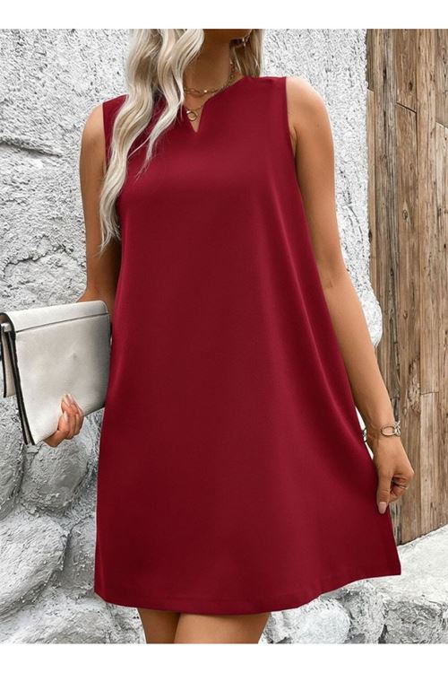 Kadın Askılı V Yakalı Geniş Kesim Detaylı Kısa Janjan Krep Elbise