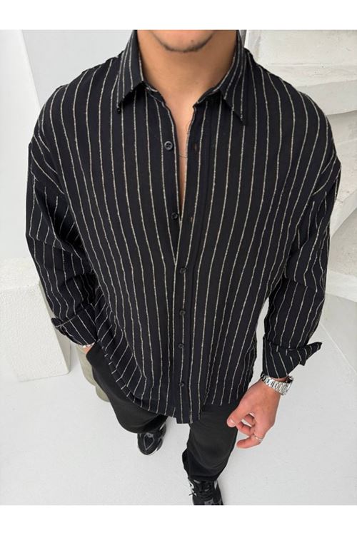 Erkek Çizgili Keten Gömlek