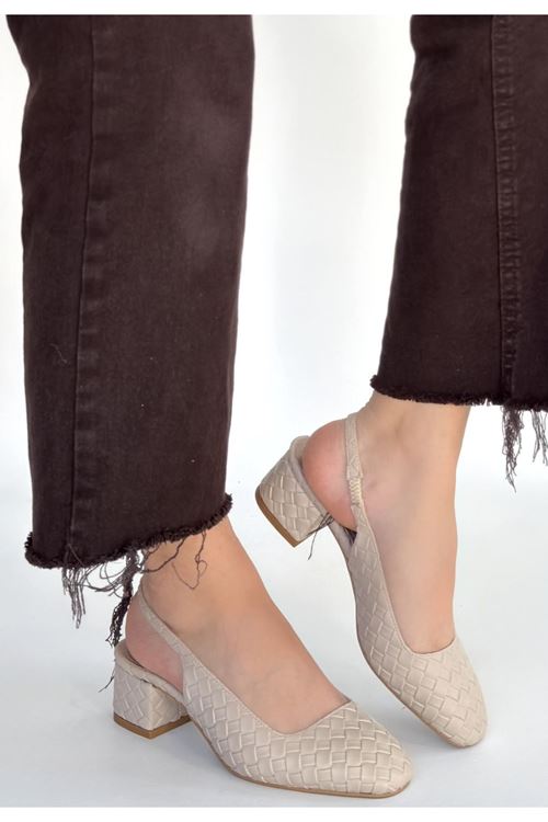 Dier Bej Cilt Topuklu Ayakkabı