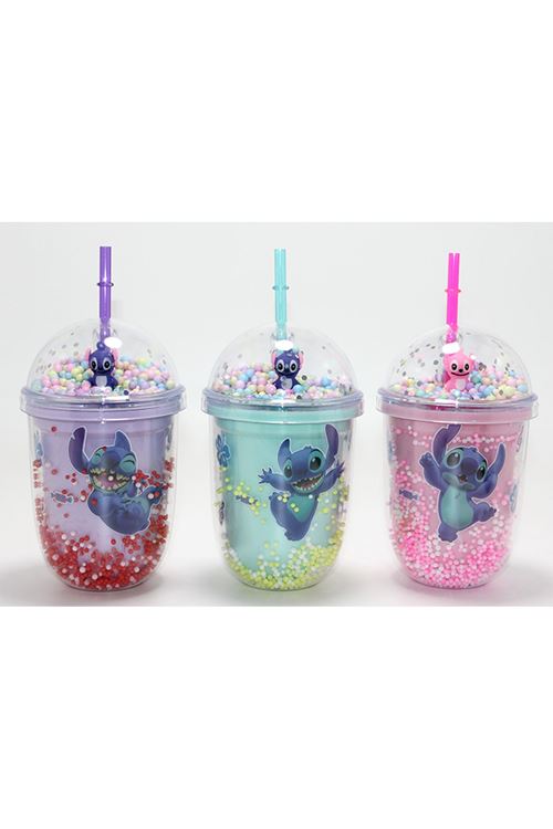 Stitch Figürlü Pipetli Kapaklı Kupa Bardak