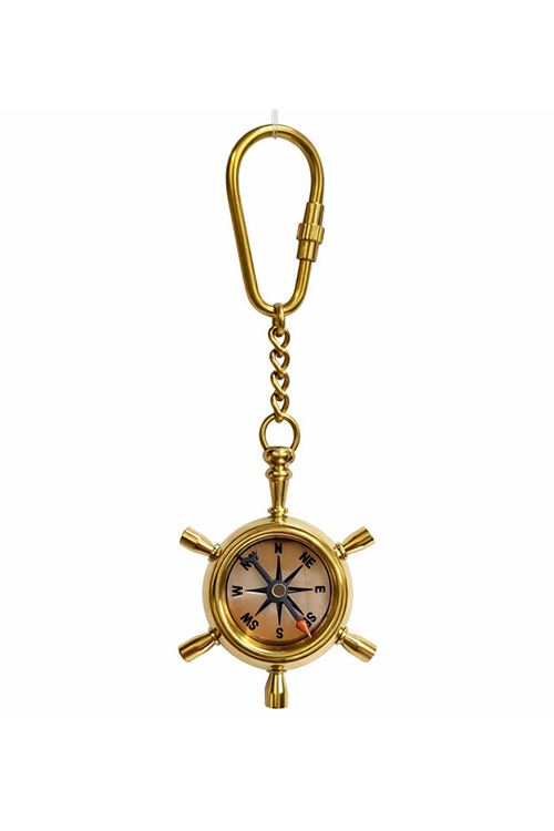 Pirinç Dümen İçinde Pusula Tasarım Anahtarlık