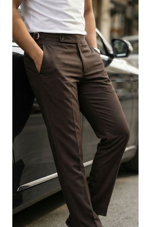 Erkek Toka Detaylı Oldmoney Kumaş Pantolon