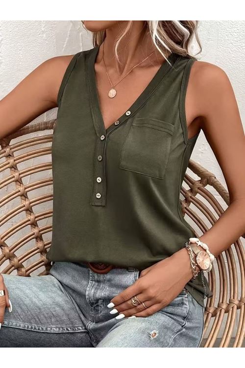 Kadın Askılı önden Düğmeli Viskon Bluz