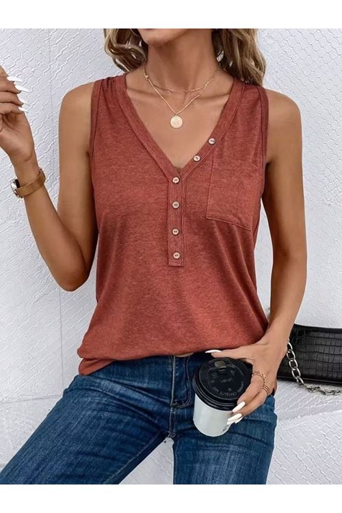 Kadın Askılı önden Düğmeli Viskon Bluz