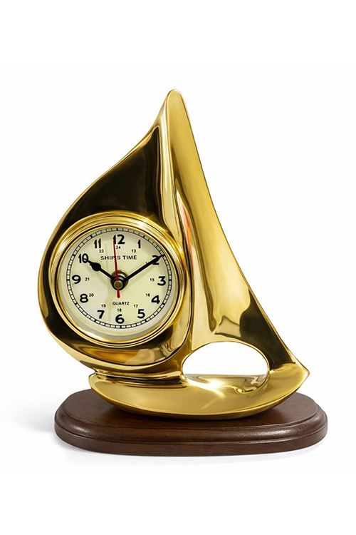 Pirinç Yelkenli Gemi Masa Saati