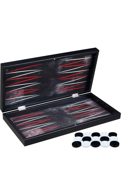 Siyah Deri Kaplamalı Özel Tasarım Tavla Seti