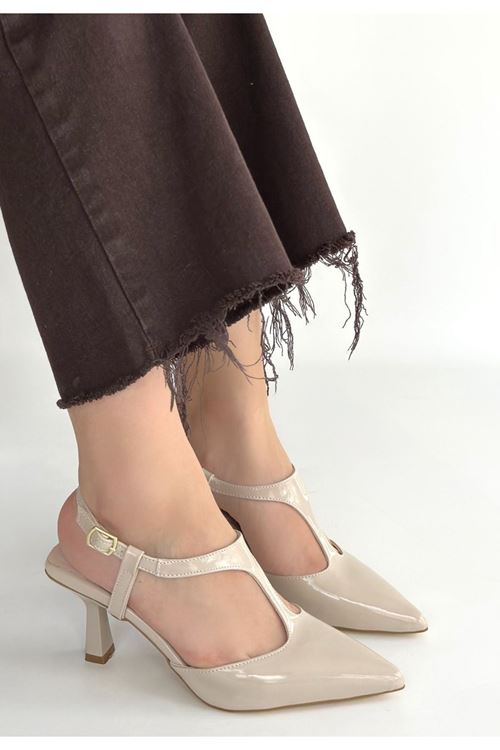 Tula Bej Rugan Topuklu Ayakkabı