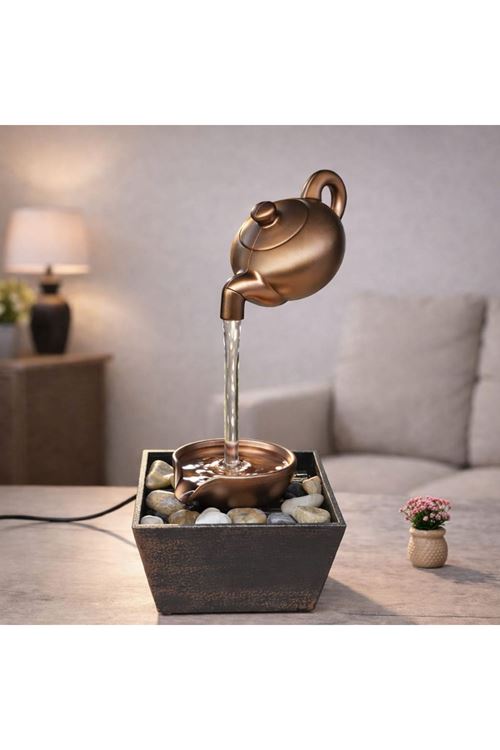 Bronz Demlik Tasarımlı Dekoratif Su Şelalesi