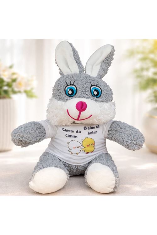 Canım Da Canım Balım Da Balım Tişörtlü Sevimli Peluş Tavşan