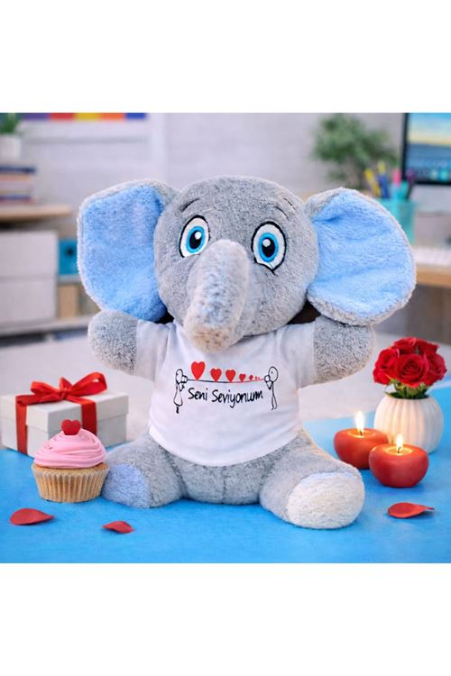 Seni Seviyorum Tişörtlü Peluş Fil