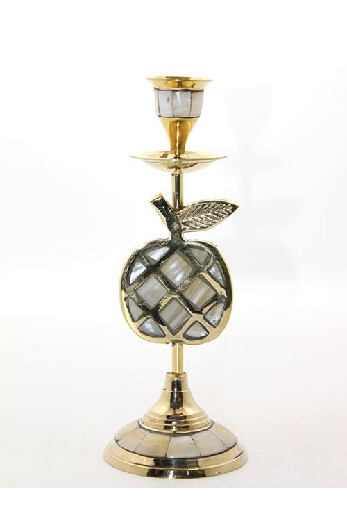 Pirinç Sedefli Tekli Şamdan Model 1