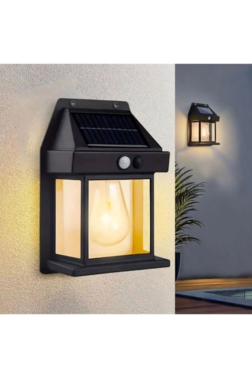 Solar Rustik Ampullü Duvar Lambası - Gün Işığı