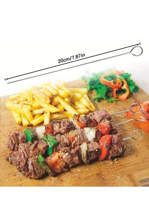 10'lu Paslanmaz Çelik Şiş Seti (20 cm) - Airfryer &amp; Mangal
