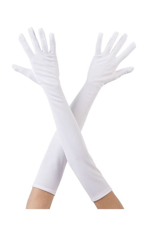 Beyaz Renk Uzun Kumaş Eldiven 40 cm