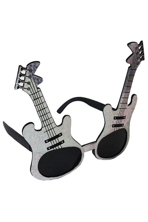 Gümüş Renk Gitar Şekilli Parti Gözlüğü