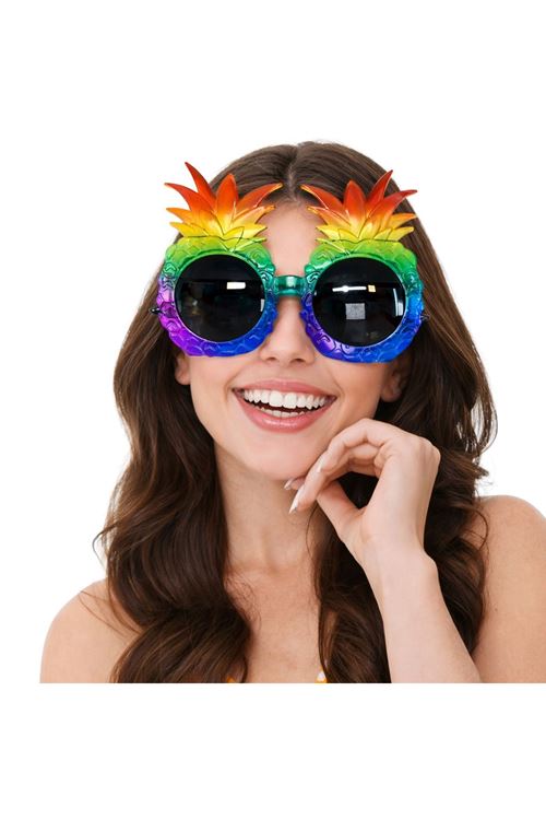 Tropikal Ananas Tasarımlı Renkli Hawaii Parti Gözlüğü