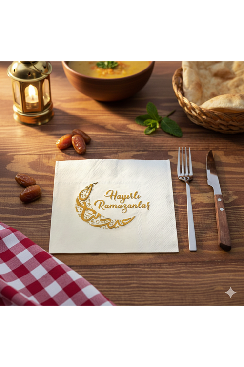 Ramazan Temalı Yaldız Baskılı Peçete