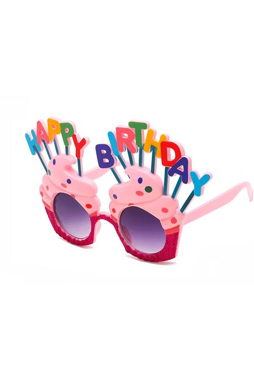 Happy Birthday Yazılı Pembe Fuşya Parti Gözlüğü