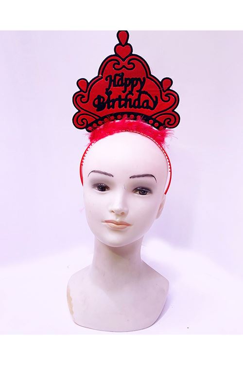 Happy Birthday Neon Kırmızı Doğum Günü Tacı
