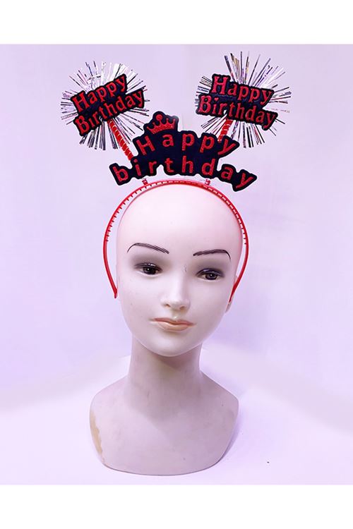 Happy Birthday Neon Kırmızı Doğum Günü Tacı