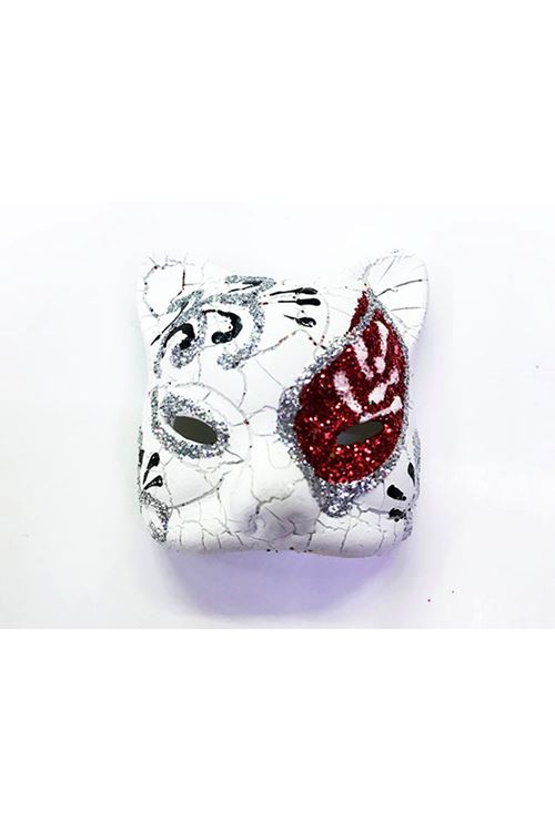 Kırmızı İşlemeli Seramik Venedik Kedi Magnet