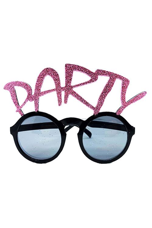 Party Yazılı Simli Pembe Renk Parti Gözlüğü