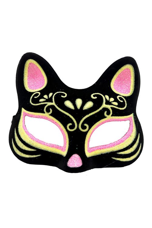 Süet Pembe Sarı Kedi Maskesi