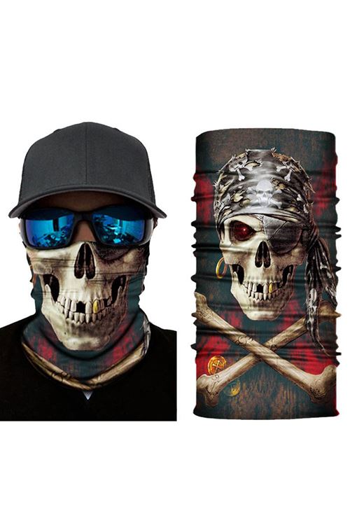 Siyah Korsan Kafatası Baskılı Buff Bandana 30x48 cm