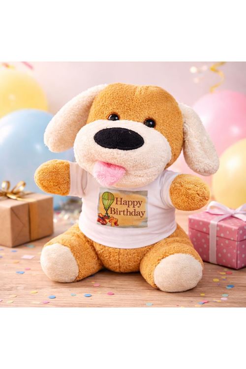 Happy Birthday Tişörtlü Peluş Köpek