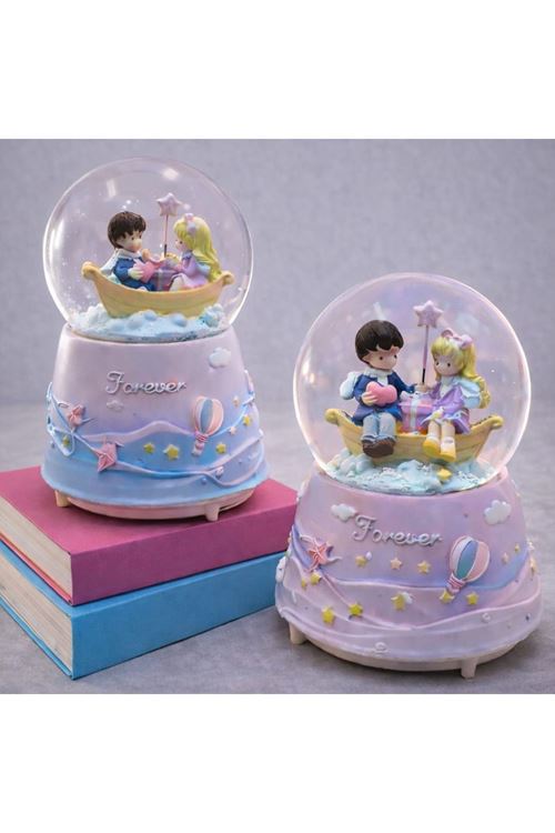 Forever Romantik Çift Figürlü Işıklı Otomatik Büyük Boy Kar Küresi