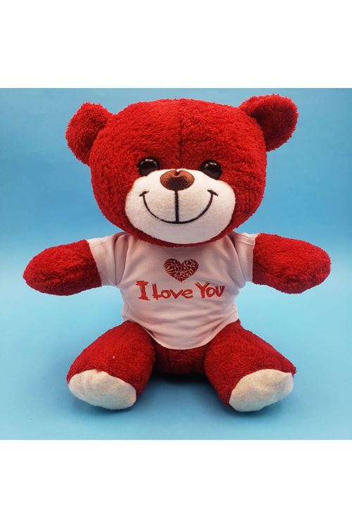 Kırmızı I Love You Tişörtlü Peluş Ayıcık