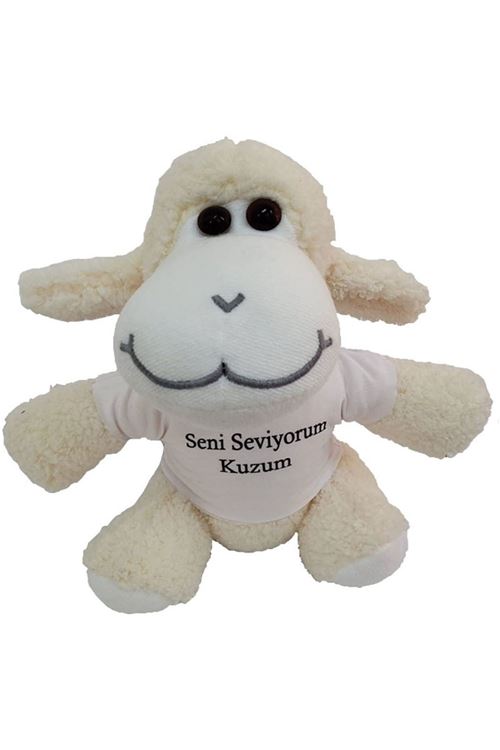 Seni Seviyorum Kuzum Tişörtlü Peluş Kuzu Oyuncak