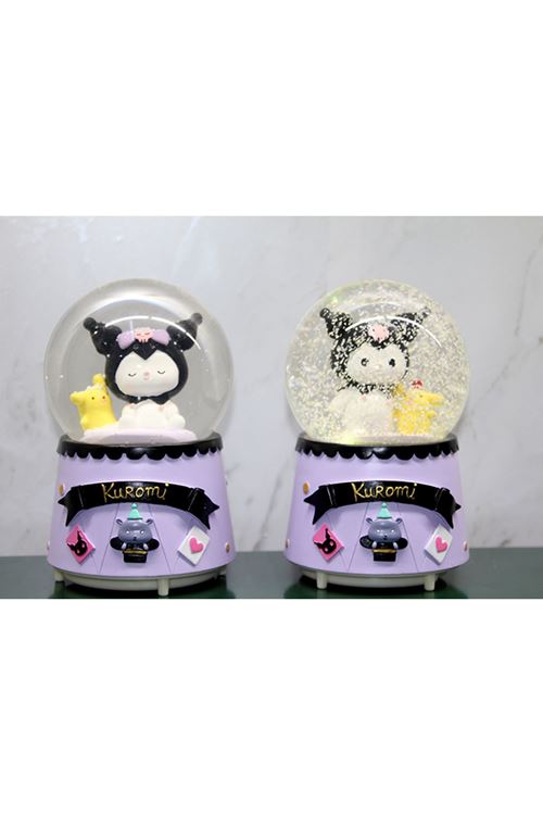 Kuromi İçi Dönmeli Püskürtmeli Işıklı Müzikli Kar Küresi Büyük Boy - Model 2