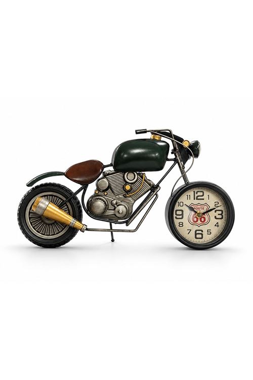 Retro Motosiklet Tasarımlı Duvar Saati - Metal - 44x24 cm Dekoratif Obje