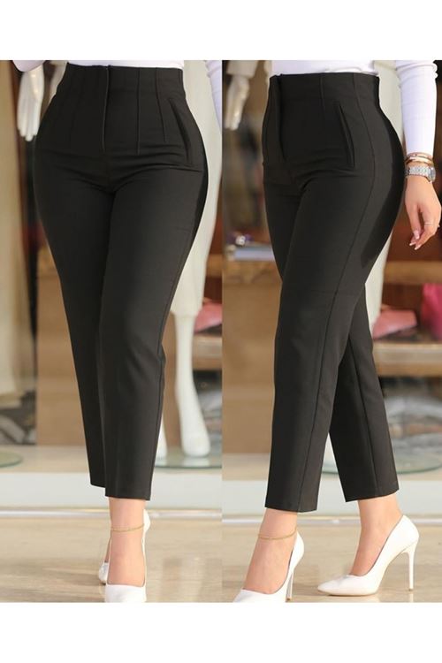 Kadın üste Oturan Paçası Bilek üzerinde Biten Krep Kumaş Kumaş Pantolon 36 (S) - 50 (5XL)
