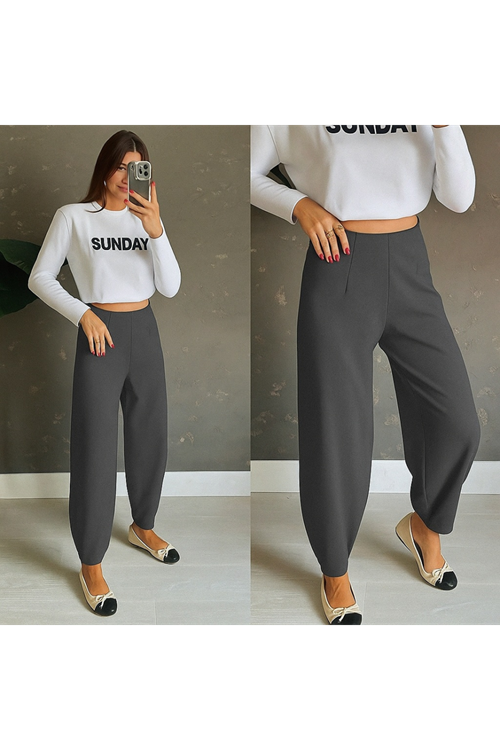 Kadın Yüksek Bel Krep Pantolon