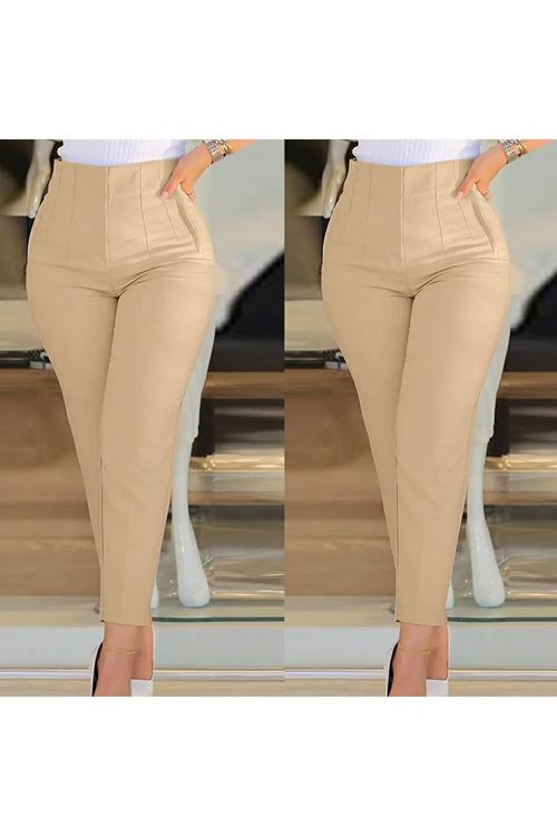 Kadın üste Oturan Paçası Bilek üzerinde Biten Krep Kumaş Pantolon 36 (S) - 50 (5XL)