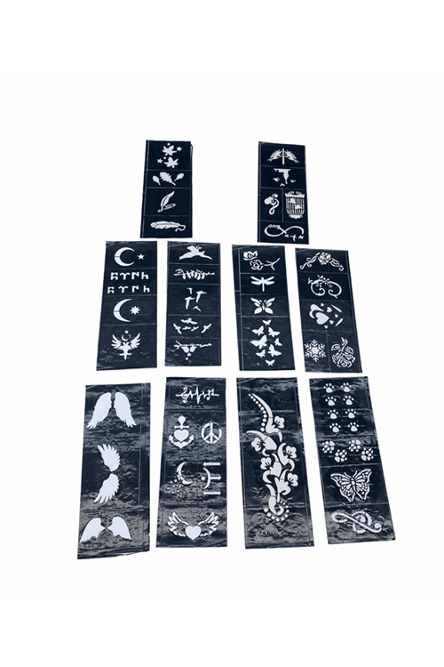 Karışık Desenli Tüp Kına Şablonu - 10'lu Paket - 8x20 cm