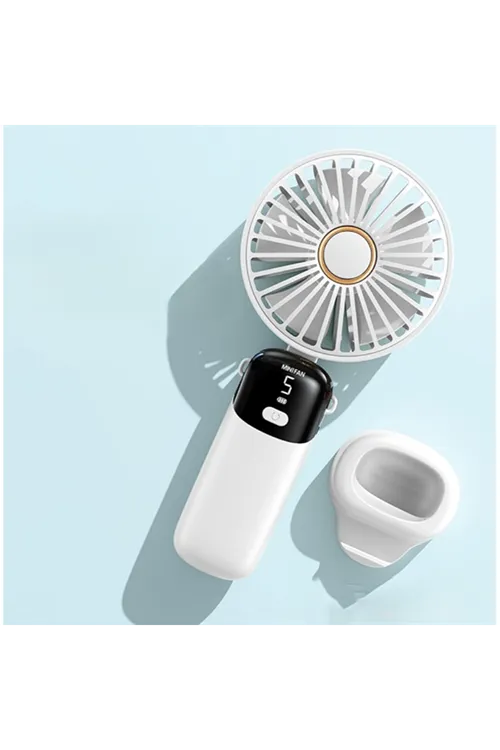 USB Şarjlı Taşınabilir Katlanabilir El Fanı Beyaz Renk