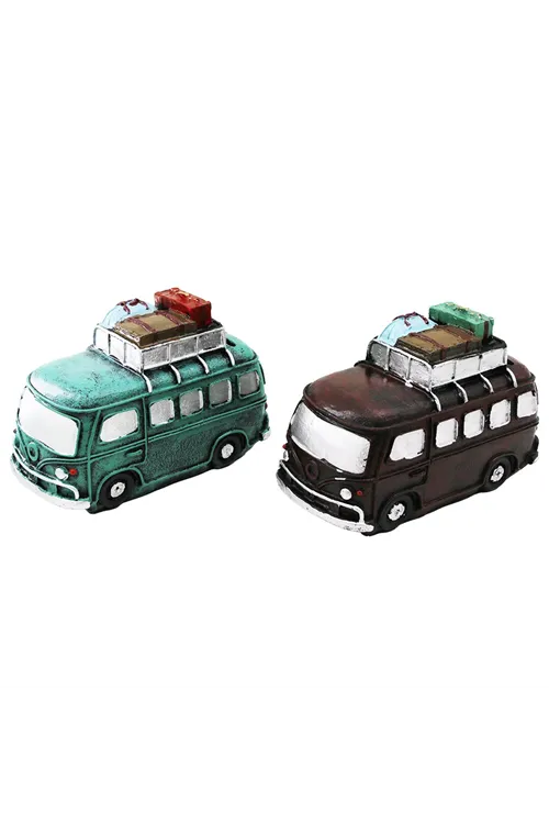 Nostaljik Otobüs Tasarımlı Biblo Kumbara - Dekoratif Model - Reçine