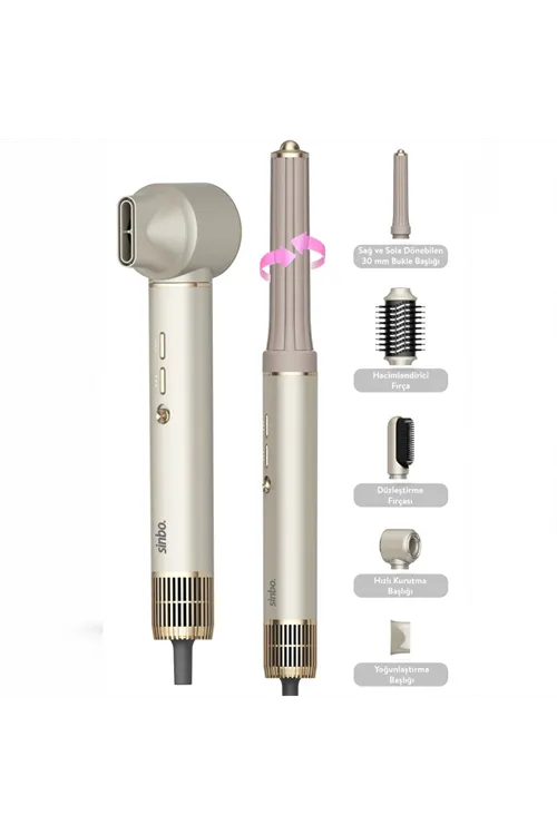 Sinbo Air Brush Saç Şekillendirme Cihazı - 5 Başlıklı - Rose Gold Renk