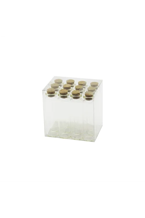 Boş Tüp Cam Şişe - 20 ml - Mantar Kapak