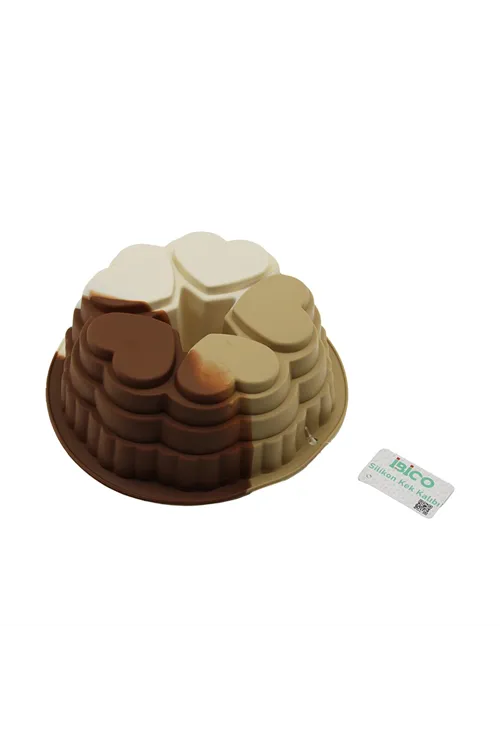 5 Dilim Kalp Tasarımlı Kek Kalıbı - Silikon - 9 cm Derinlik