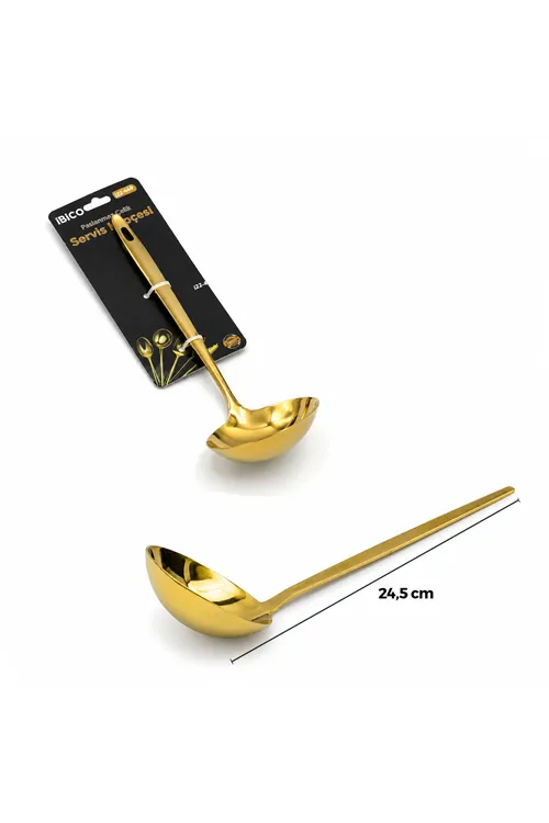 Metal Servis Kepçesi - Gold Renk - 24.5 cm
