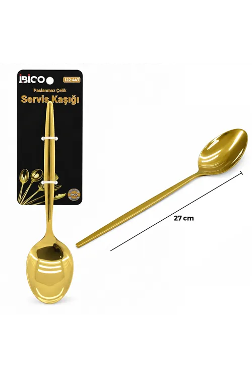 Metal Servis Kaşığı - Gold Renk - 27 cm