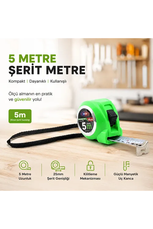 Şerit Metre - 5 Metre Uzunluk - Manyetik Uç